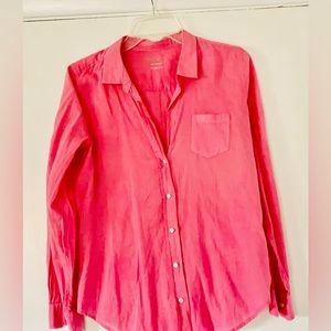 LILLY PULITZER FRONT BUTTON LONG SLEEVE HOT PINK SHIRT SZ SMALL